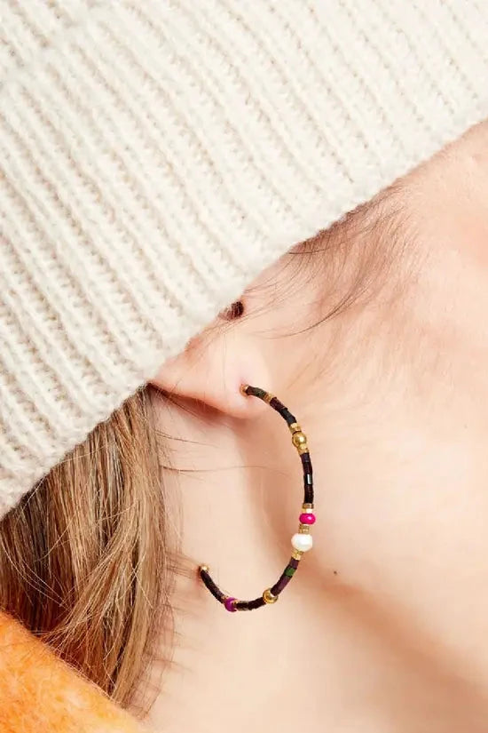 ColorBead Hoop Earrings