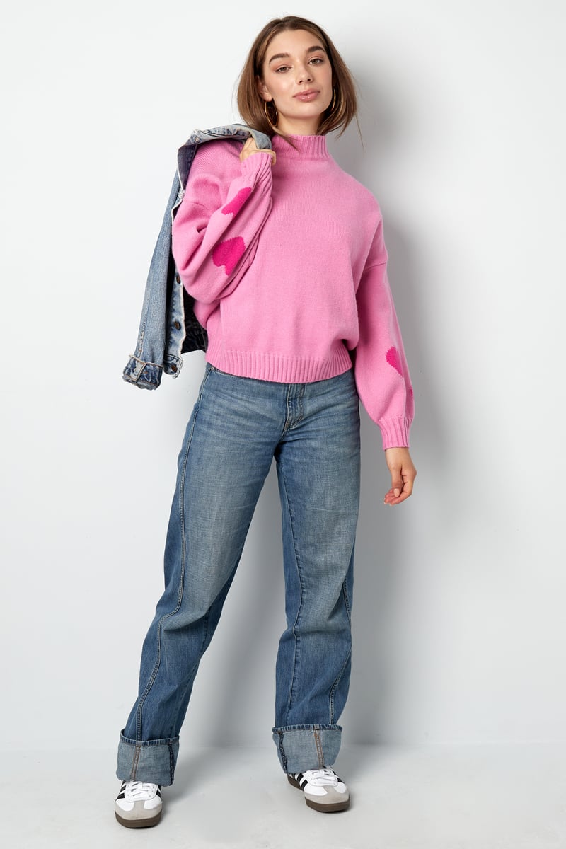 Comfort Heart Knit trui - fuchsia