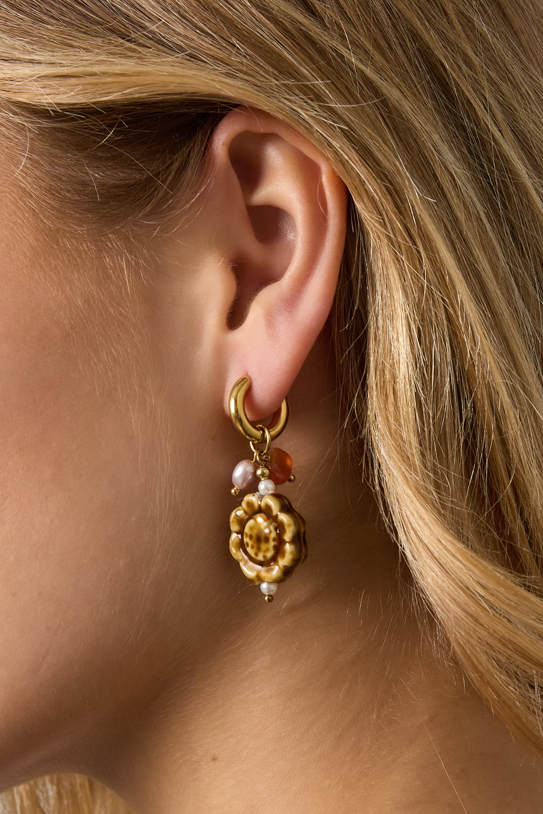 Oorbellen van roestvrij staal met bloemenmotief, casual, dagelijks, eenvoudig, serie, damessieraden