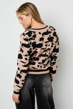 Lijm (menselijk katoen) Gebreide truien Luipaardprint Casual Herfst/Winterkleding