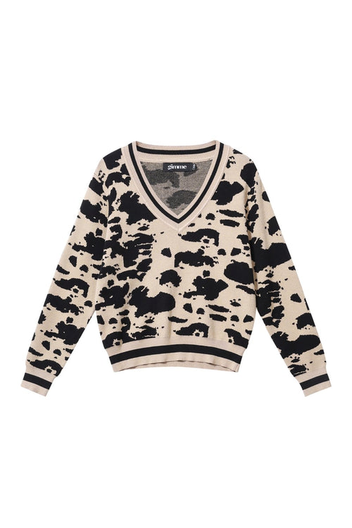 Lijm (menselijk katoen) Gebreide truien Luipaardprint Casual Herfst/Winterkleding