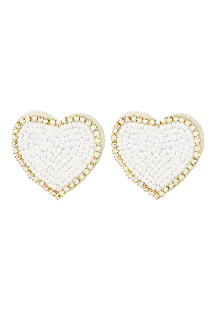 Beaded Heart Statement Earrings