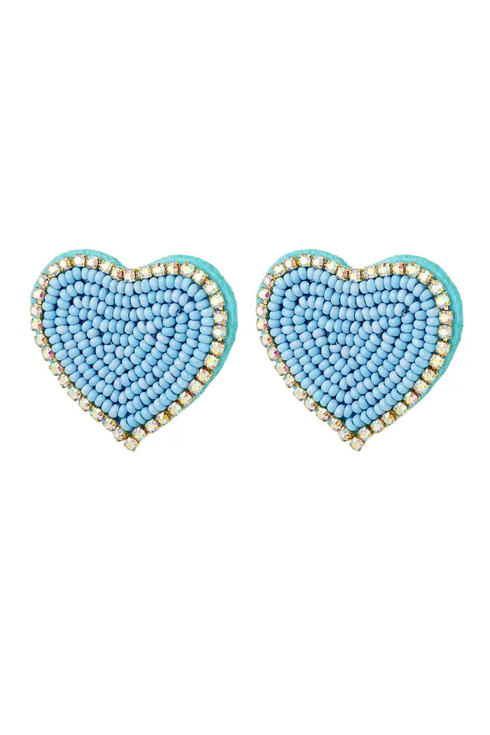 Beaded Heart Statement Earrings