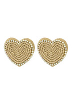 Beaded Heart Statement Earrings