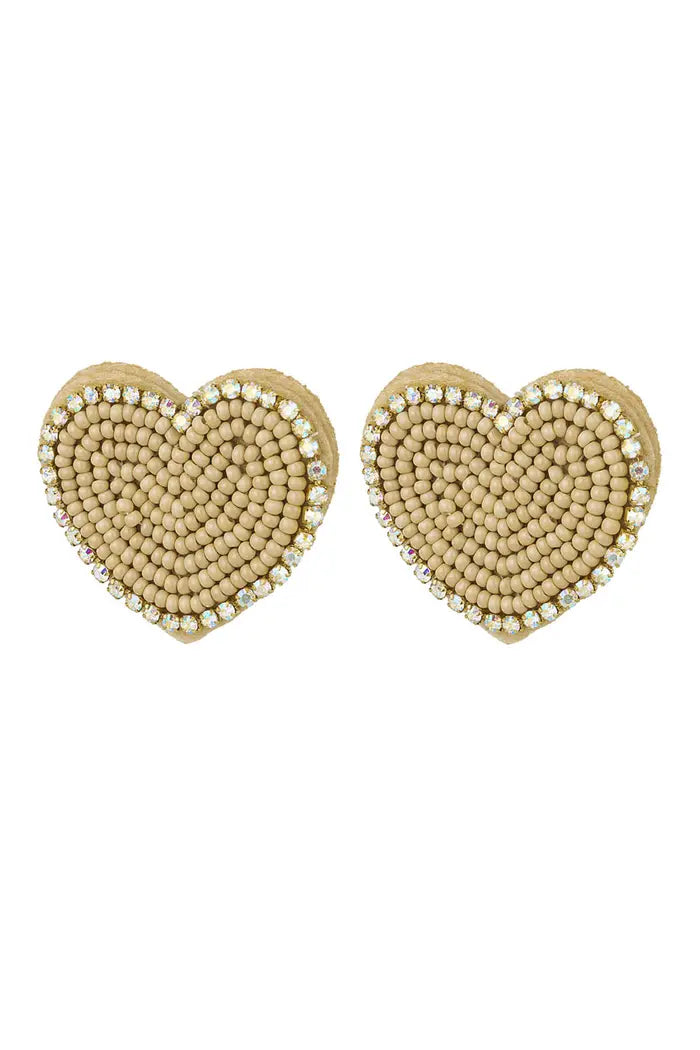 Beaded Heart Statement Earrings