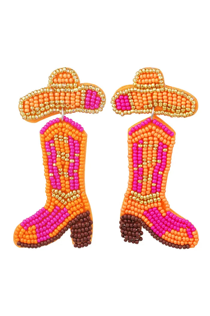 Cowgirl Bead Boot Earrings