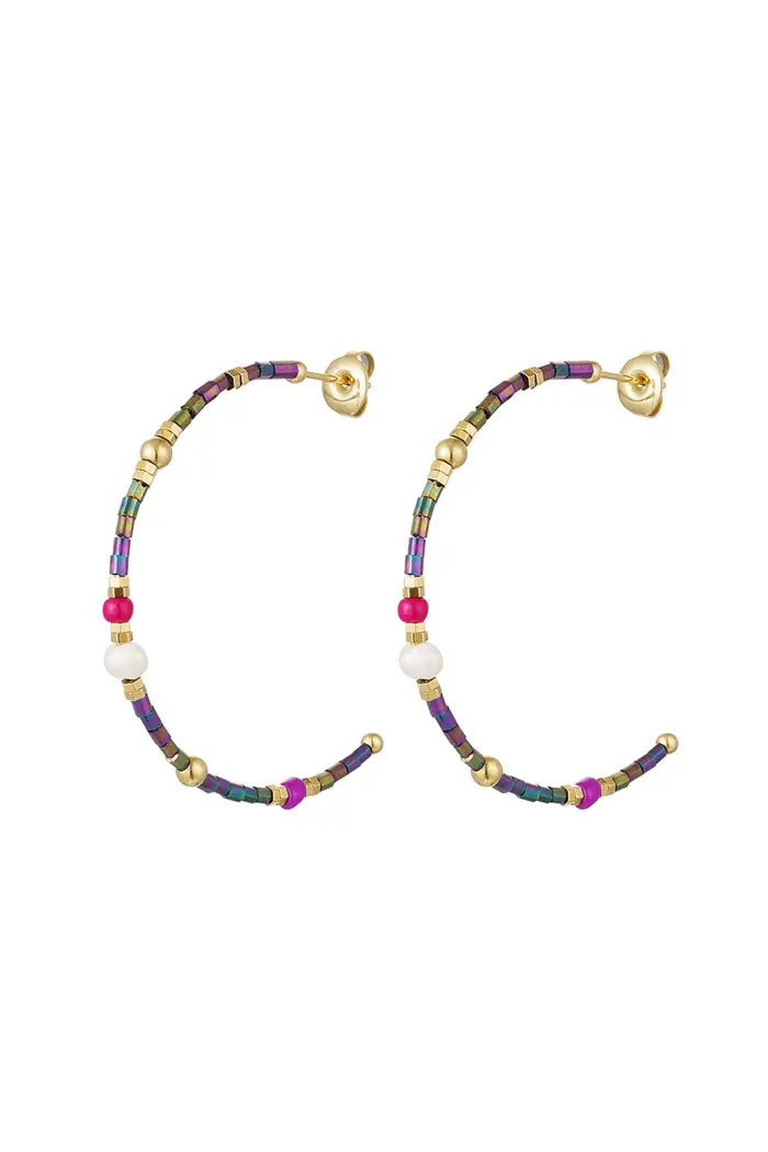 ColorBead Hoop Earrings