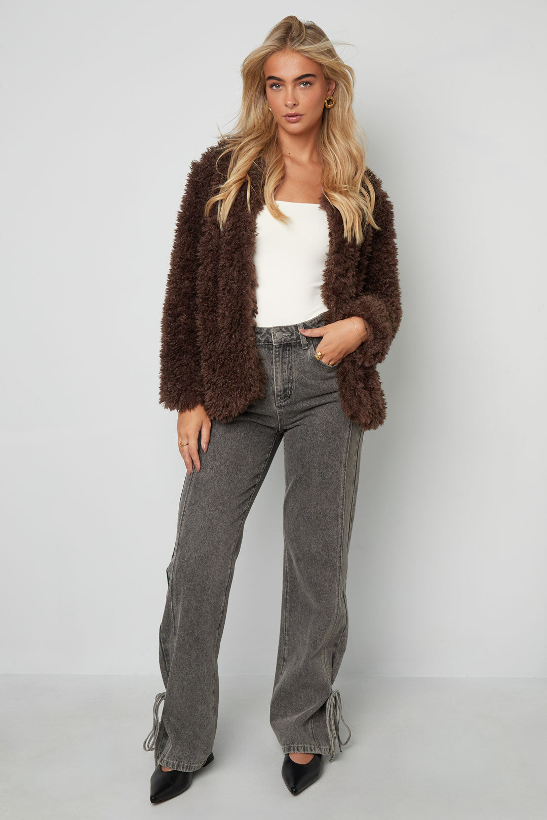 Vrouwen Herfst/Winter Geweven Polyestervezel Elegante Solide Kleur Jas