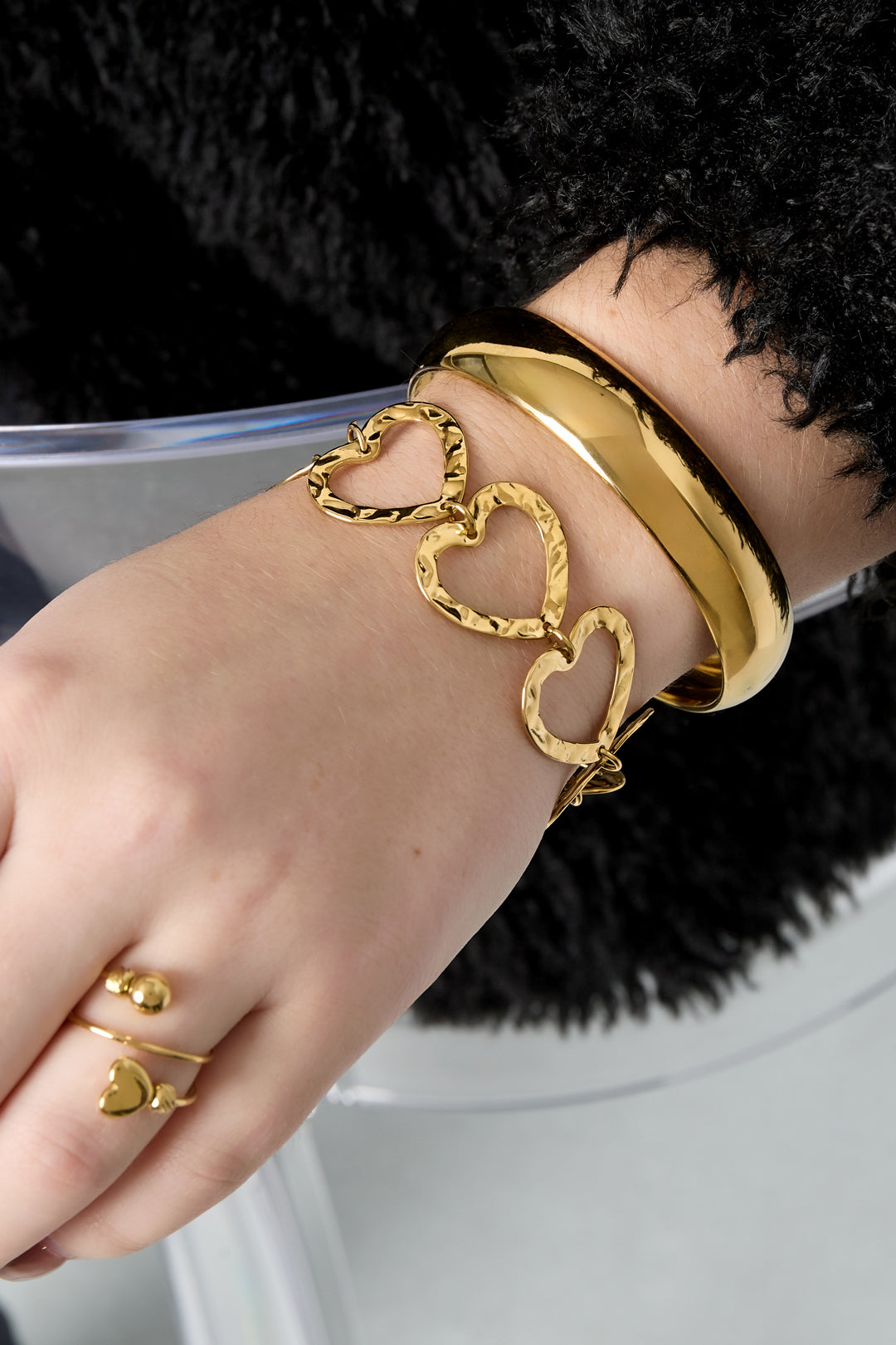Roestvrijstalen kettingarmbanden met hart, casual, dagelijks, eenvoudig, serie, damessieraden