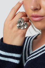 Grote hartvormige statement textuur ring