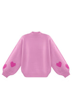 Comfort Heart Knit trui - fuchsia
