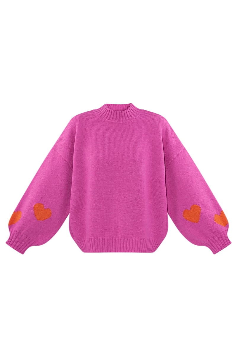 Comfort Heart Knit trui - fuchsia