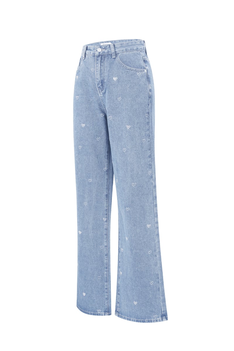 Denim jeans glitter hart