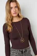 Roestvrijstalen lange kettingen met bloemen, casual, dagelijks, eenvoudig, serie, damessieraden