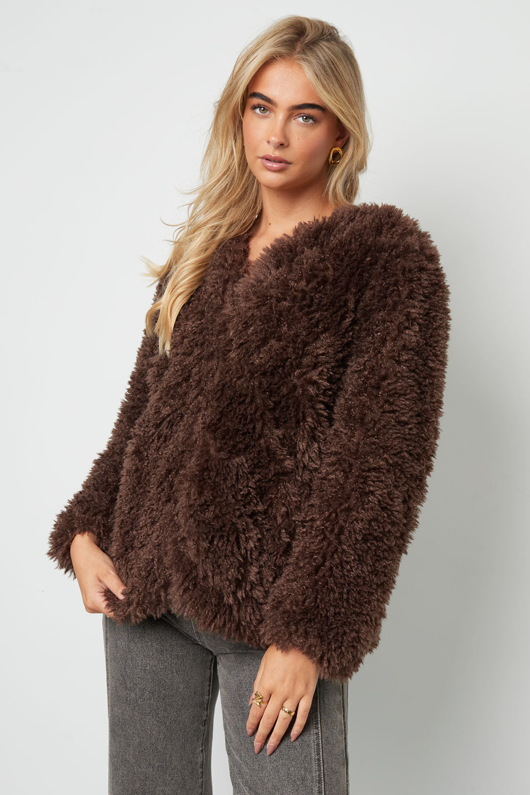 Vrouwen Herfst/Winter Geweven Polyestervezel Elegante Solide Kleur Jas