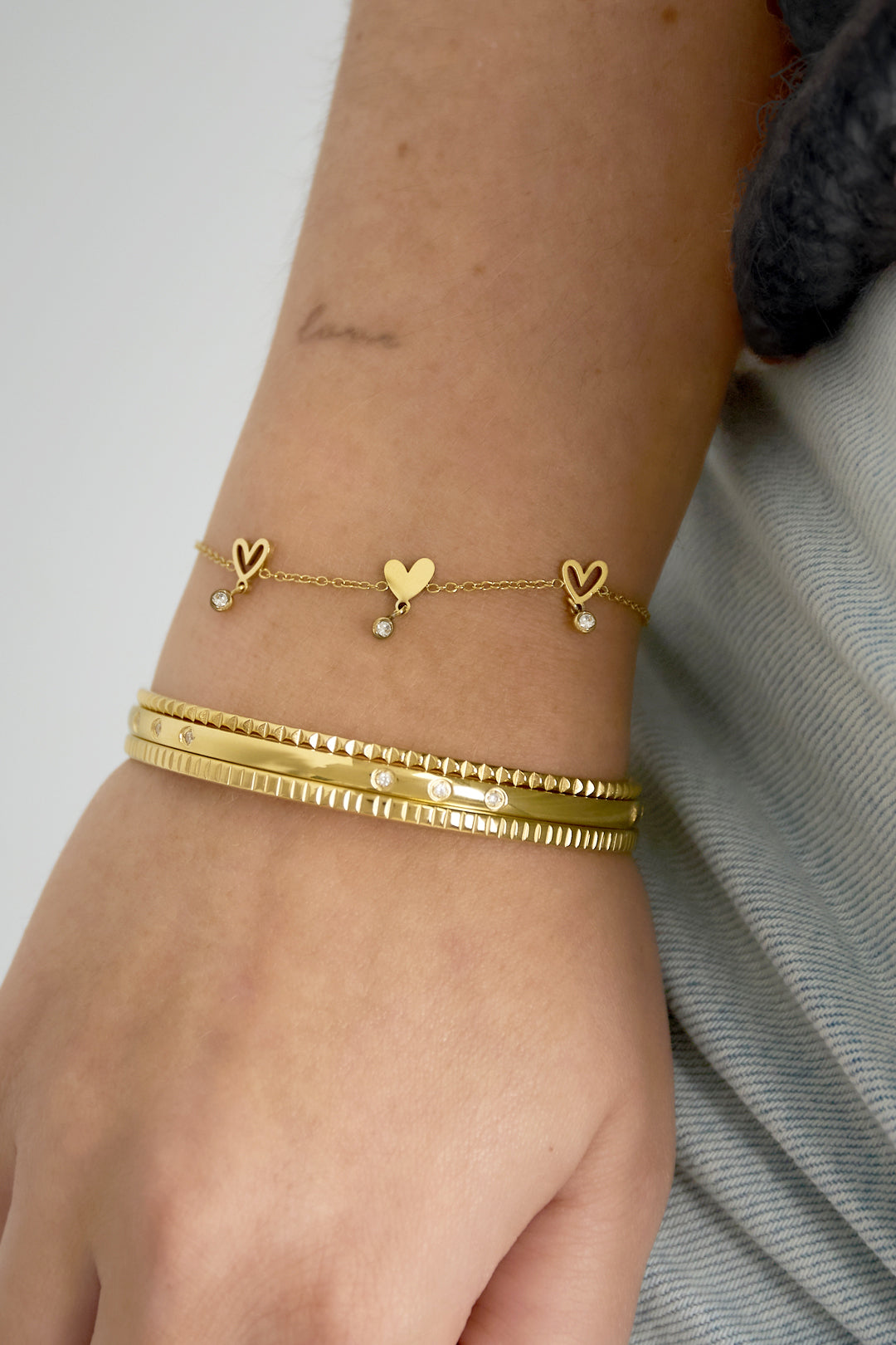 Roestvrijstalen kettingarmbanden met hart, casual, dagelijks, eenvoudig, serie, damessieraden
