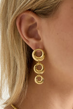 Oorbellen van roestvrij staal met hanger, cirkel, casual, dagelijks, eenvoudig, serie, damessieraden