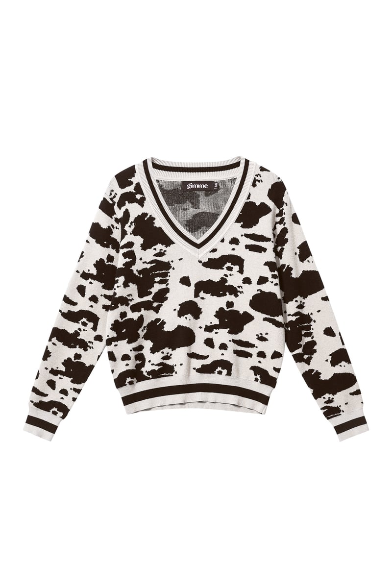 Lijm (menselijk katoen) Gebreide truien Luipaardprint Casual Herfst/Winterkleding