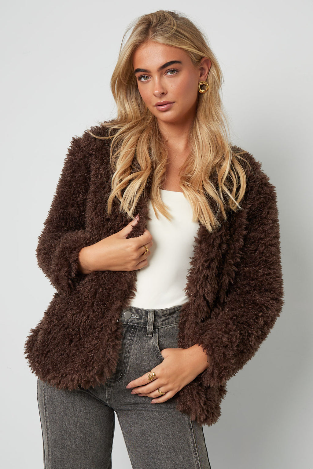 Vrouwen Herfst/Winter Geweven Polyestervezel Elegante Solide Kleur Jas