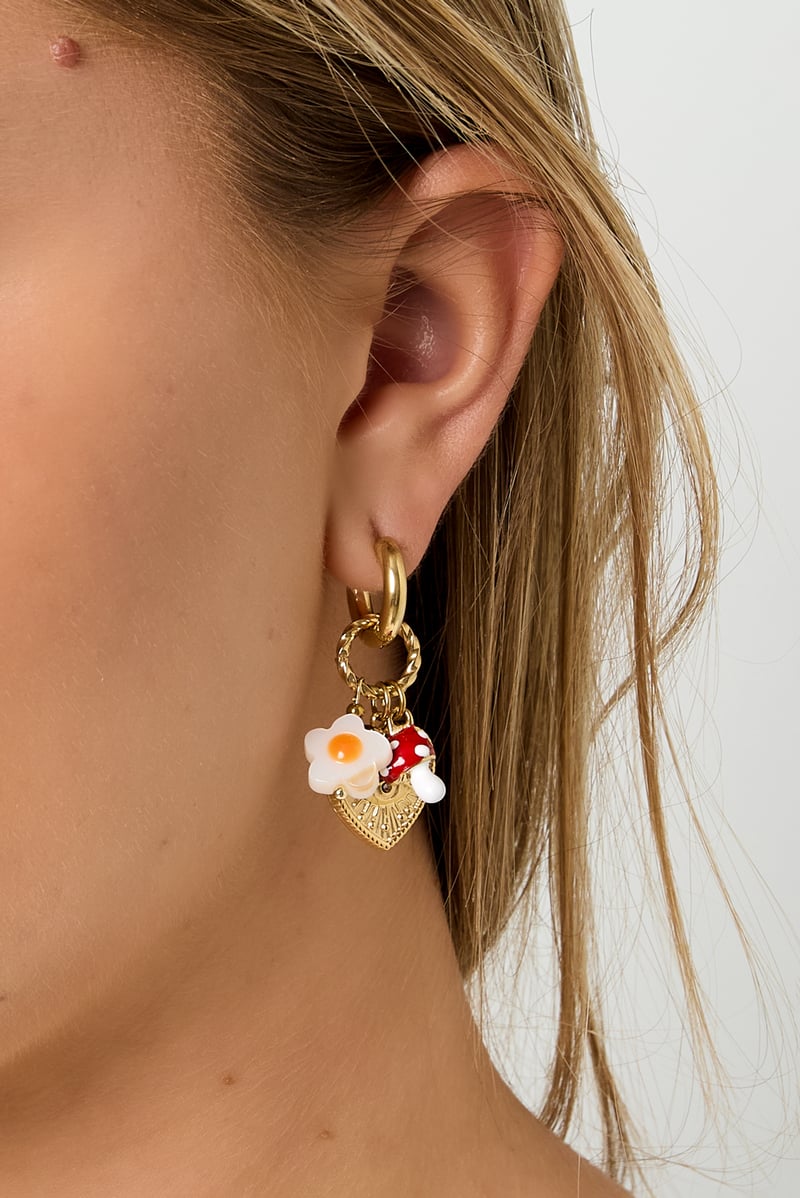 Oorbellen met bloemen, duivelsoog, hart, plant, casual, dagelijks, eenvoudig, serie, damessieraden