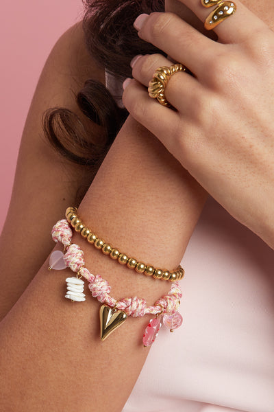Armbanden met touwbedeltjes, hartjes, zoete, romantische serie voor dagelijks gebruik, damessieraden