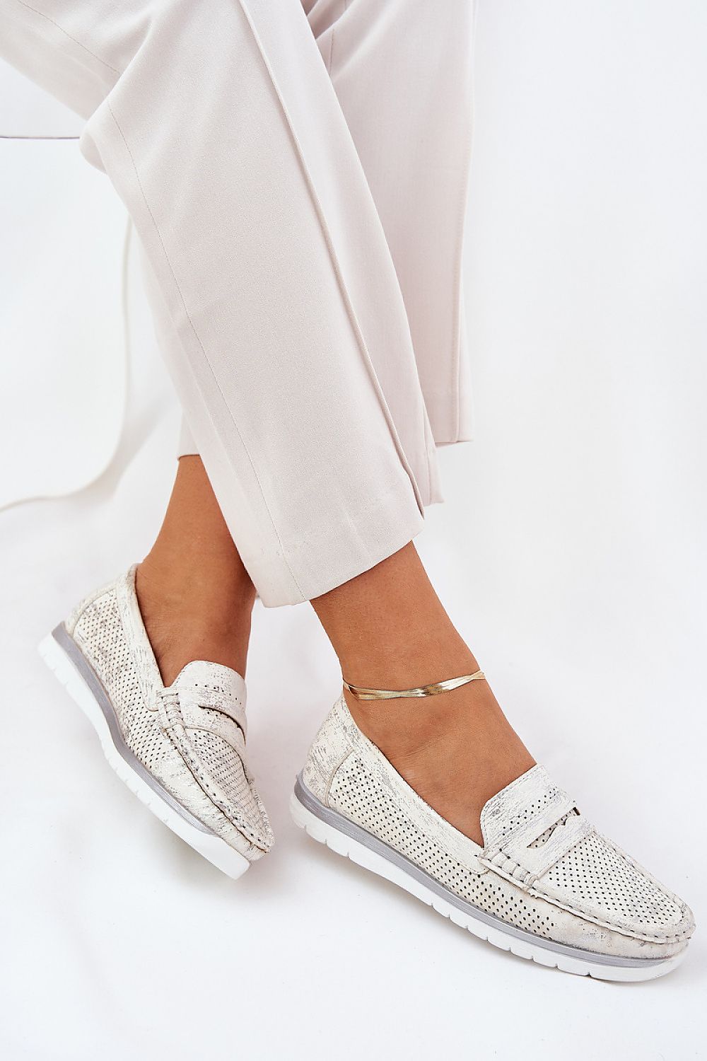 Celeste Perforated Elegance Loafers Yoozy Fashion