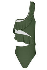 Ruffle One-Shoulder Swimsuit