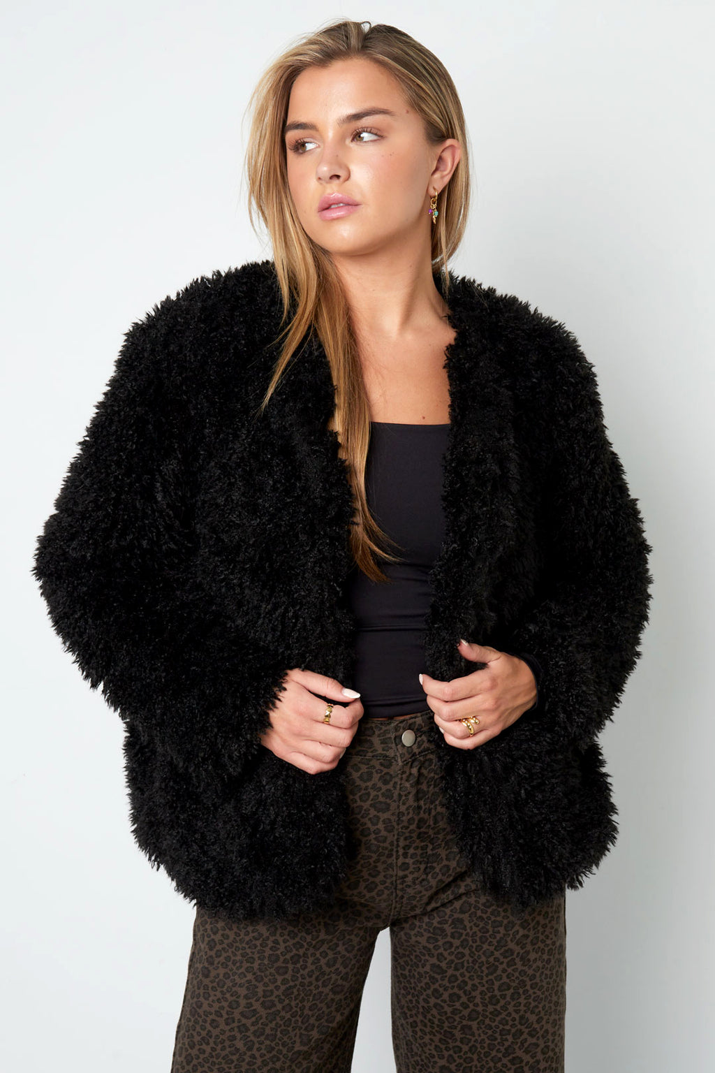 Vrouwen Herfst/Winter Geweven Polyestervezel Elegante Solide Kleur Jas