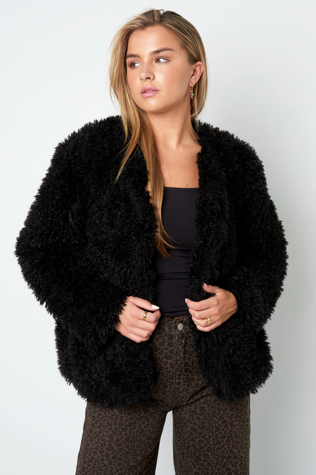 Vrouwen Herfst/Winter Geweven Polyestervezel Elegante Solide Kleur Jas
