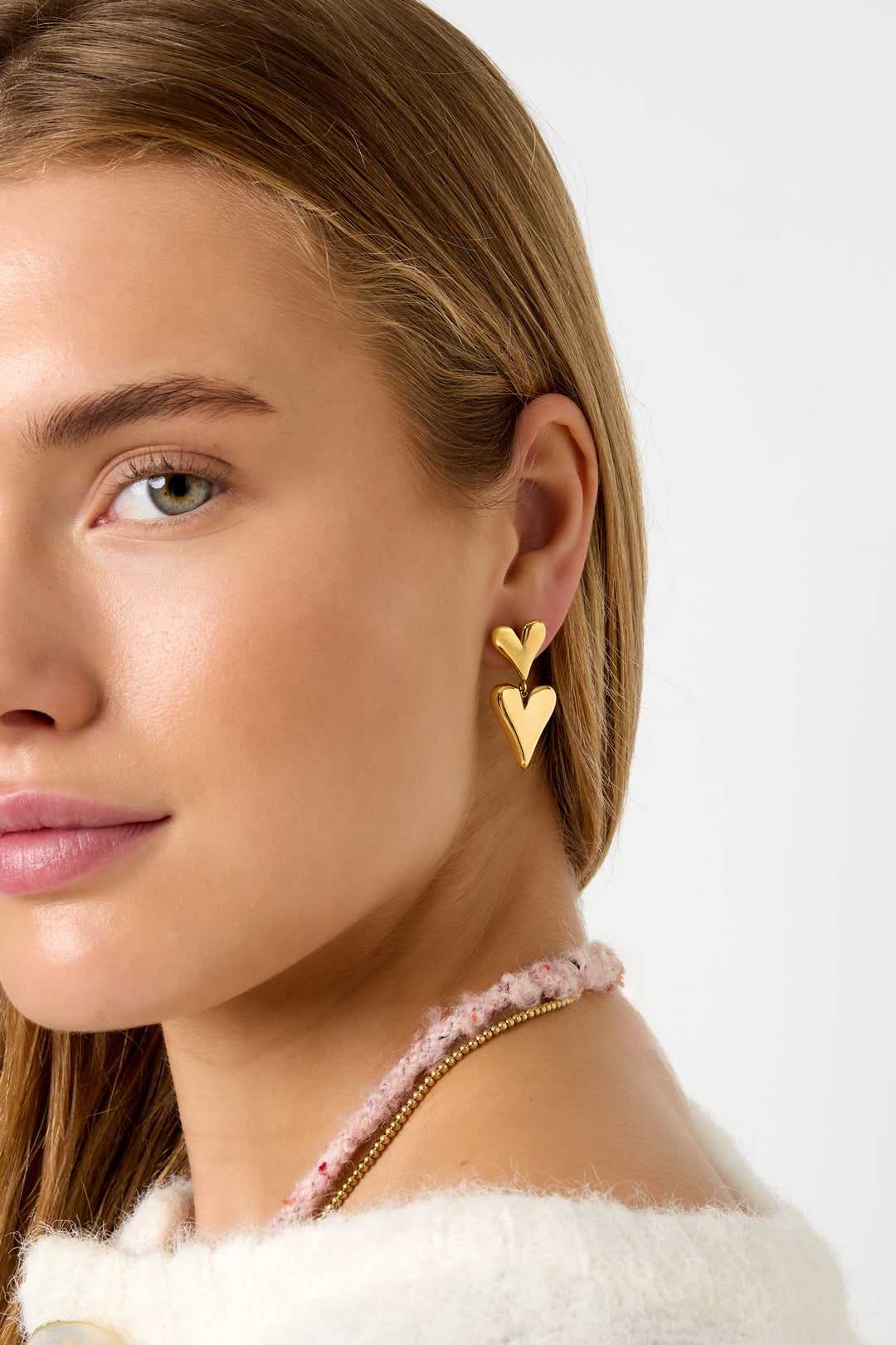 Oorbellen van roestvrij staal met hartjes, casual, dagelijks, eenvoudig, serie, damessieraden