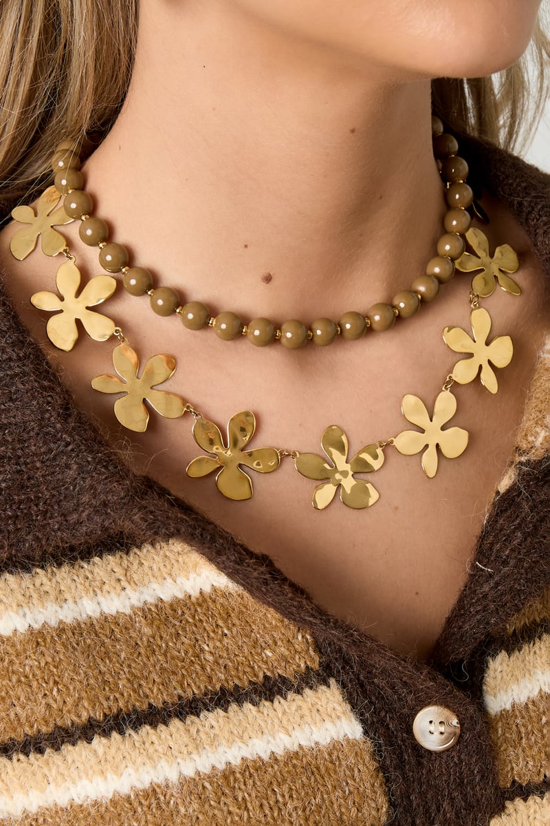 Roestvrijstalen kettingen met bloemen, casual, dagelijks, eenvoudig, serie, damessieraden