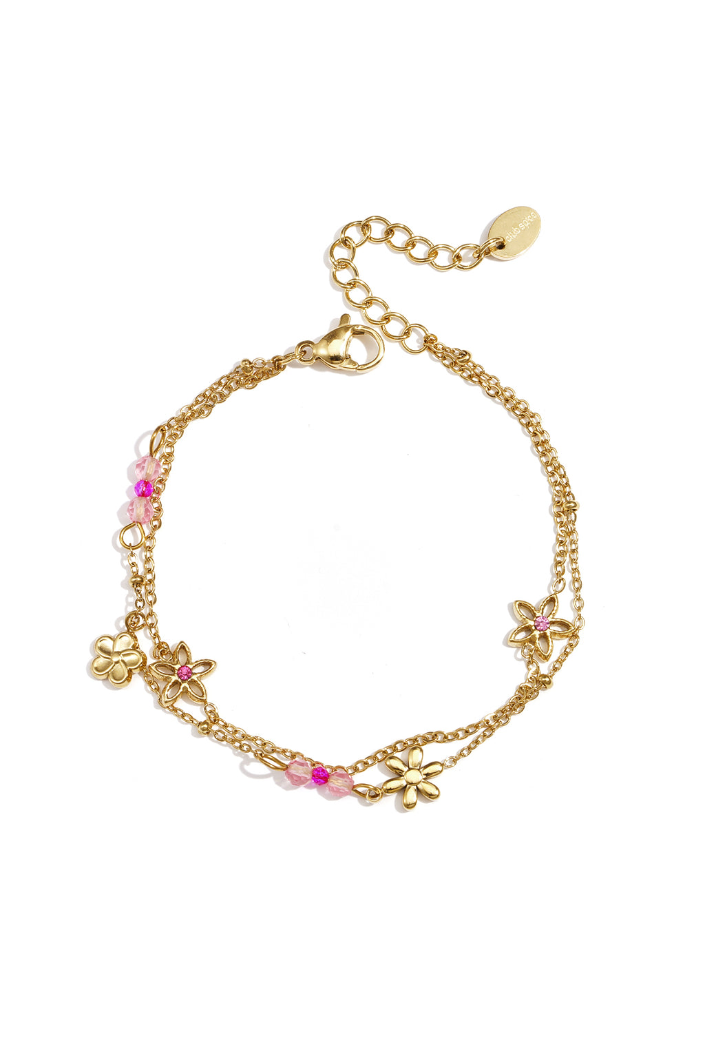 Dubbele armband met kleurrijke bloemetjes