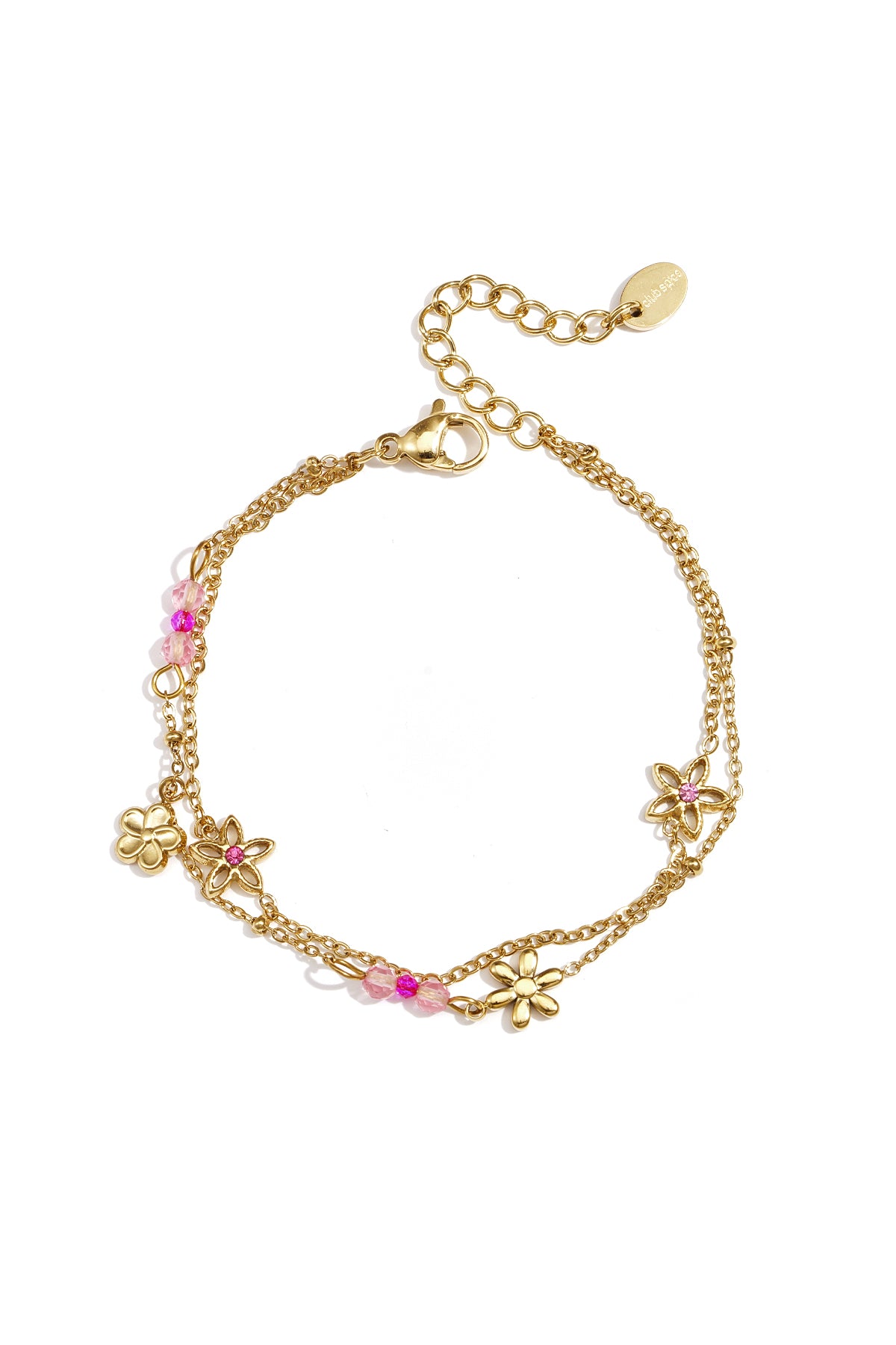 Dubbele armband met kleurrijke bloemetjes