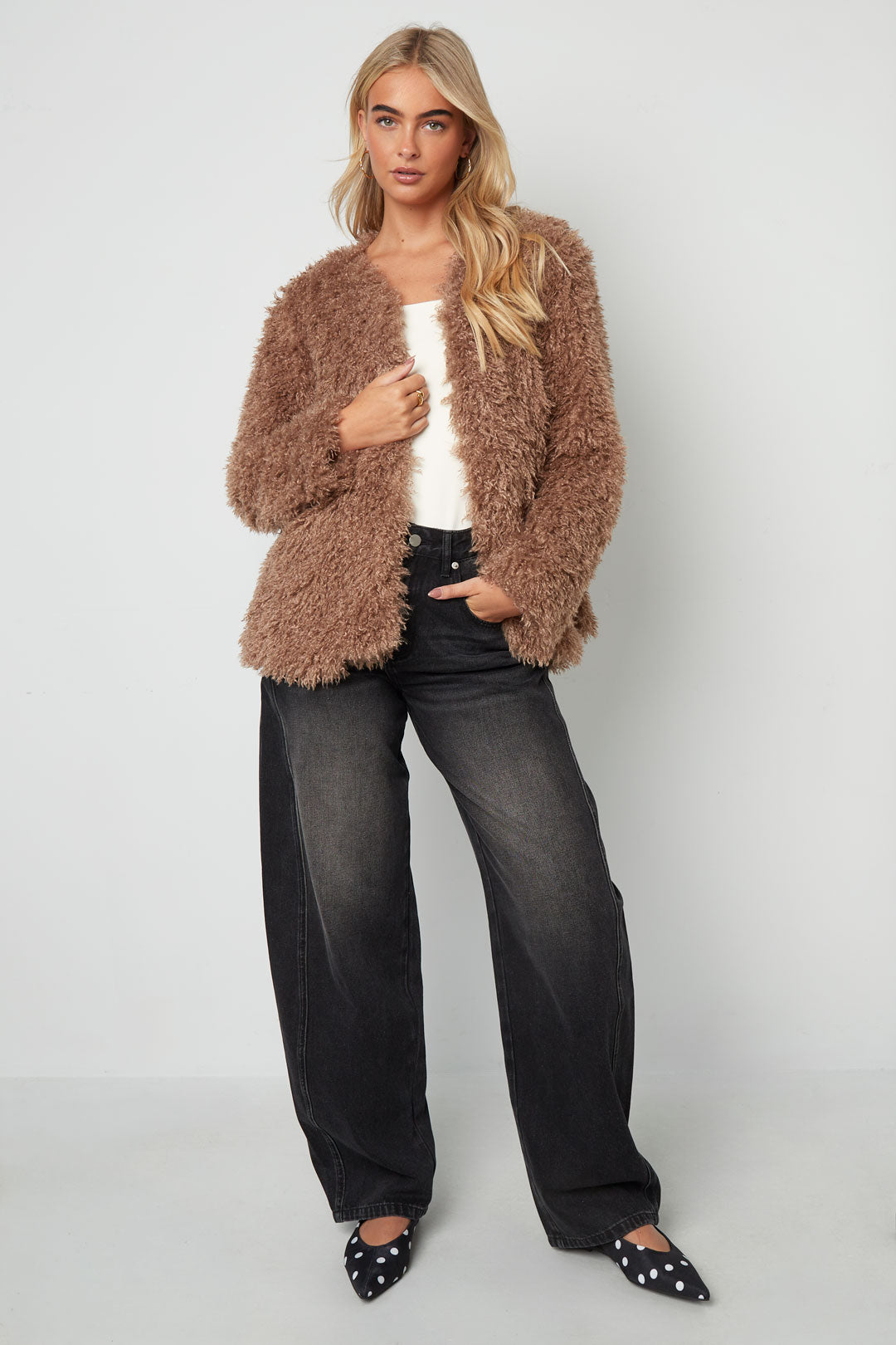 Vrouwen Herfst/Winter Geweven Polyestervezel Elegante Solide Kleur Jas