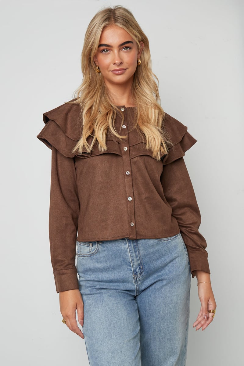 Gelaagde blouse van suède